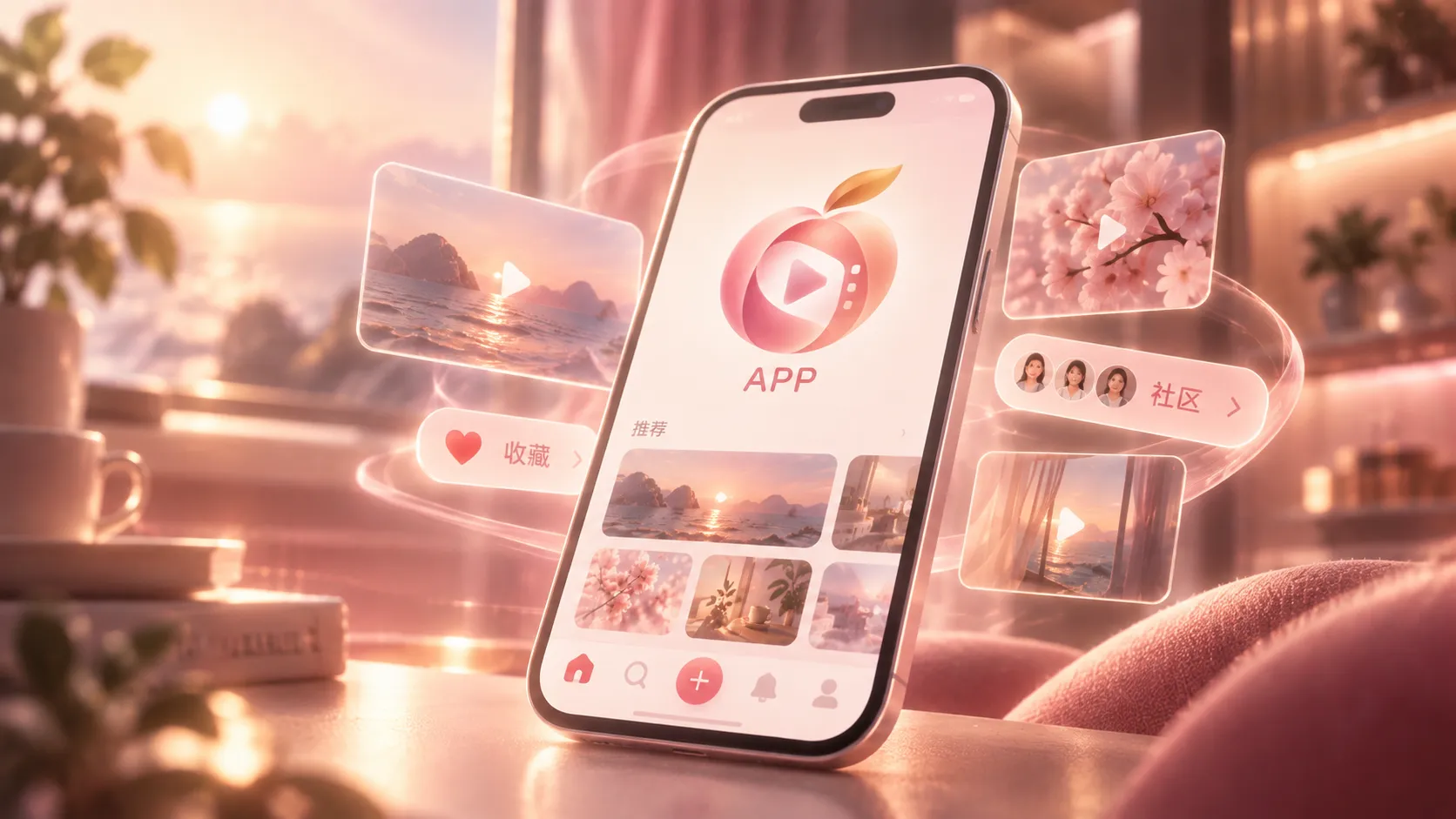 蜜桃传媒APP移动端界面